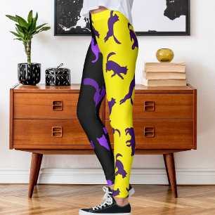 Customise Photo Pet Cat Pattern Purple Black Leggings