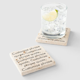 Customise phrase quote, elegant black letters stone coaster