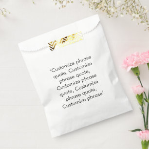 Customise phrase quote, elegant black white favour bag