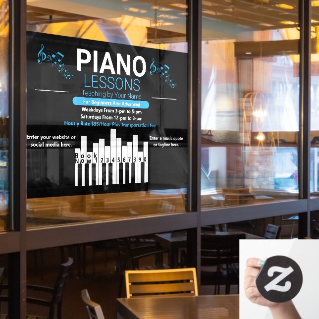 Customise Piano Lessons Music Teacher Yard (Restaurant Window)