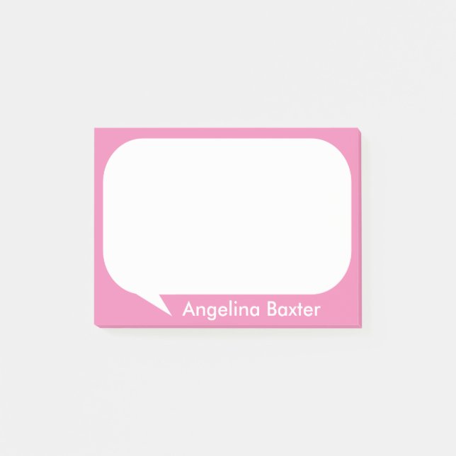 Customise pink and white Talk Bubble Post-it Notes (Front)