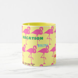 Customise Pink Flamingo girly school happy summer  Mug
