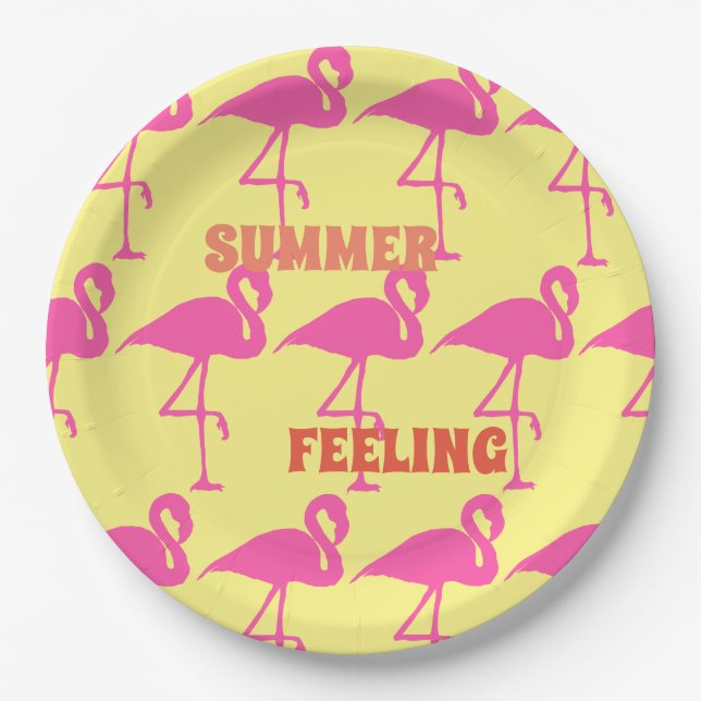 Customise Pink Flamingo Paper Plate (Front)