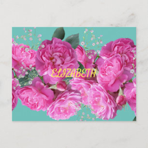 Customise Pink Flower Bouquet Postcard