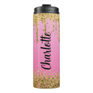 Customise Pink Glitter Thermal Tumbler