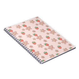 Customise Pink Strawberry Spring Theme Notebook