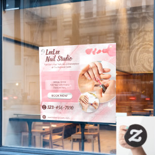 Customise Pink White Modern Nail Salon Promotional