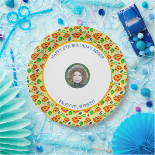 Customise Pizza Birthday Party Little Boy Picture Paper Plate
