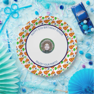 Customise Pizza Birthday Party Little Boy Picture Paper Plate