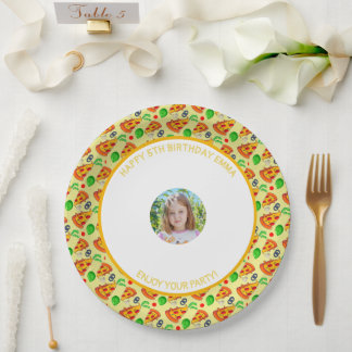 Customise Pizza Birthday Party Little Girl Picture Paper Plate