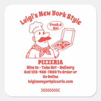 Customise Pizza Restaurant Detailed Graphic  Square Sticker