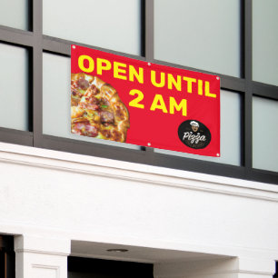 Customise Pizza Shop Logo Open Until 2AM Banner