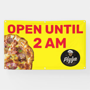 Customise Pizza Shop Logo Open Until 2AM Banner