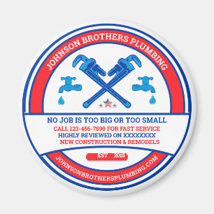 Customise Plumbing Contractor Business Advertising Magnet