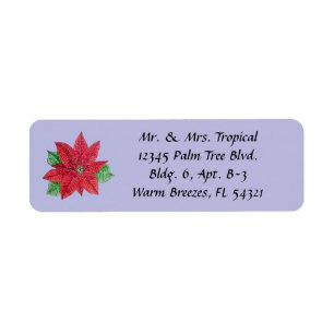 Customise Poinsettia Long Address Label - Lavender Return Address Label