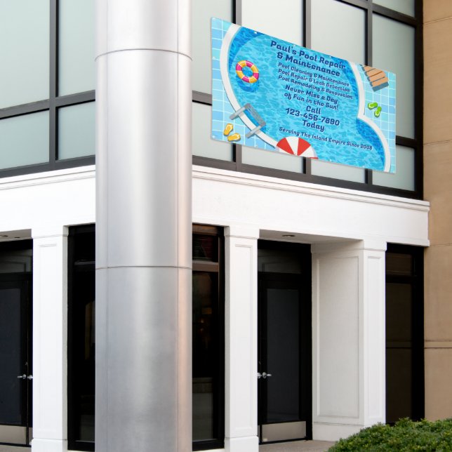 Customise Pool Maintenance Repair Service Business Banner (Outside Building)
