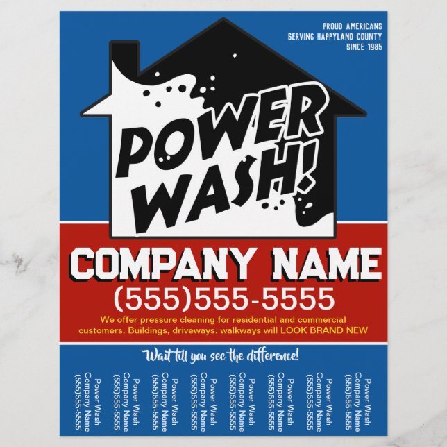 Customise! Power Washing Pressure Cleaning Promo Flyer (Front)