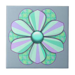 Customise Pretty Flower Design Ceramic Tile