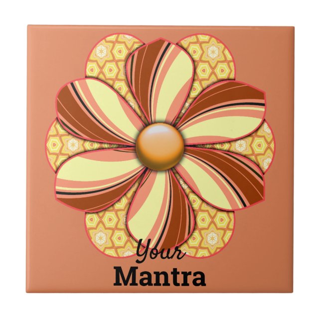 Customise Pretty Flower Design Ceramic Tile (Front)