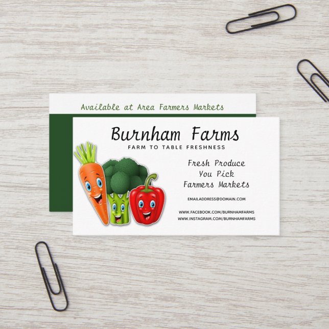 Customise Produce Vegetable Farm Business Card (Front/Back In Situ)