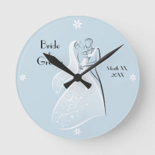 Customise Product Blue Retro Wedding Dancers Coord Round Clock