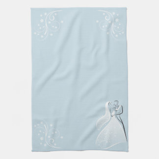 Customise Product Blue Retro Wedding Dancers Coord Tea Towel
