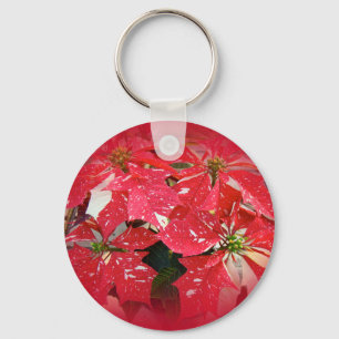 Customise ProductRed and White Poinsettia Key Ring
