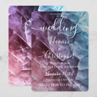 Customise Purple Pink Blue Stone Texture Wedding Invitation