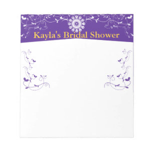 Customise Purple White Floral Flourish Notepad
