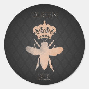Customise QUEEN BEE Damask Rose Gold Gift Stickers