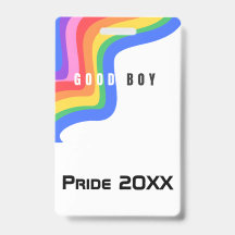 Customise Rainbow Good Boy - Party ID Badge, VIP