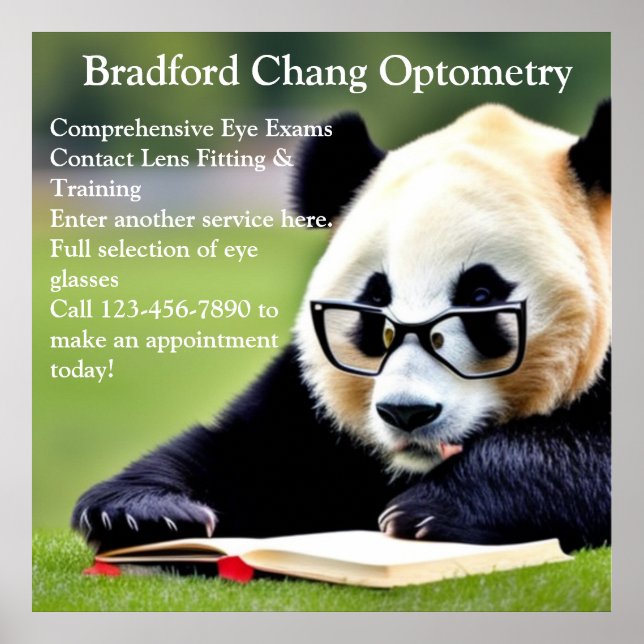 Customise Reading Panda Chinese Optometry Office  Poster (Front)