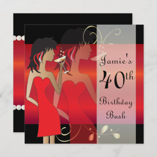 Customise Red Birthday Bash Party Invitation