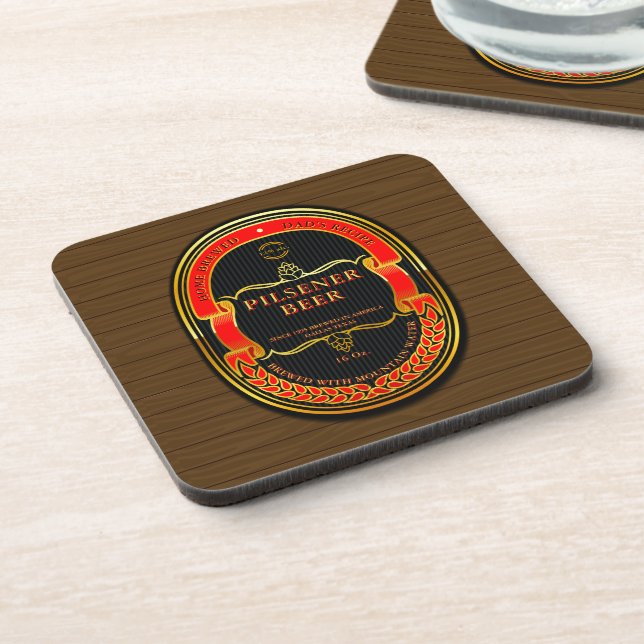 Customise Red Black Gold Rustic  Coaster (Left Side)