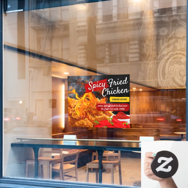 Customise Red Black Spicy Fried Chicken Restaurant (Cafe Window)