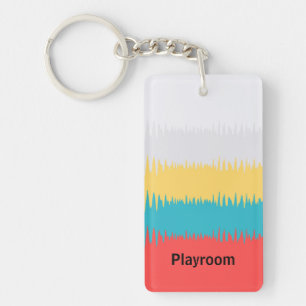 Customise Red Blue Yellow Green Stripe Pattern Key Ring