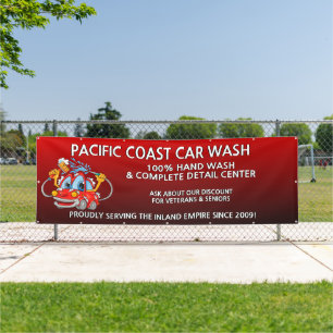 Customise Red Car Wash Comical Toon Car Large Banner