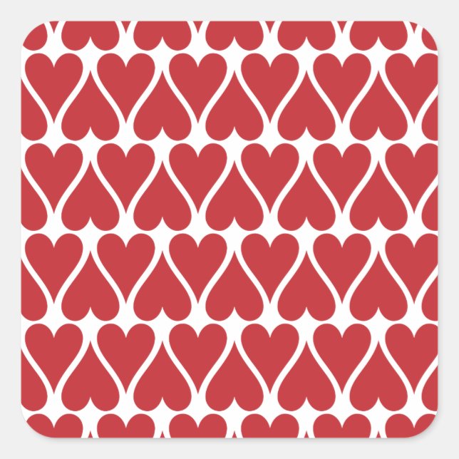 Customise Red Hearts Square Sticker (Front)