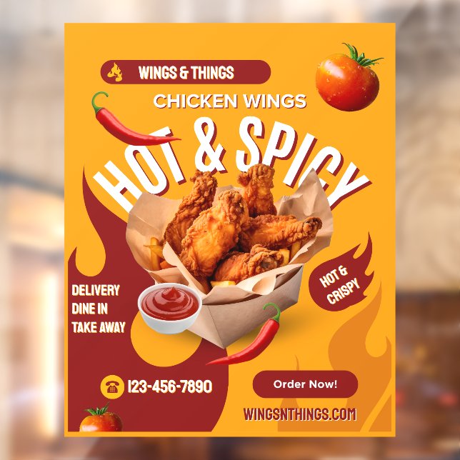 Customise Red Orange Modern Spicy Chicken Wings (Sheet 2)