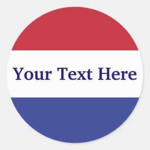 customise red, white and blue design classic round sticker