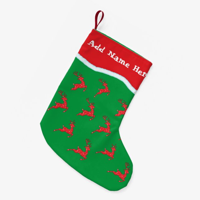 Customise Reindeer Green Stockings (Front (Hanging))
