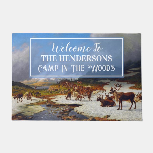 Customise Reindeer Herd in the Mountains Camp Doormat (Front)