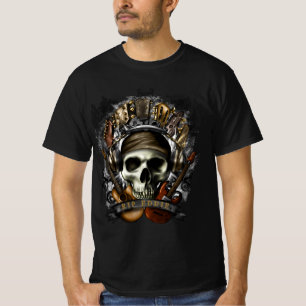 Customise Rock N Roll Guitars Skull Heavy Metal T-Shirt