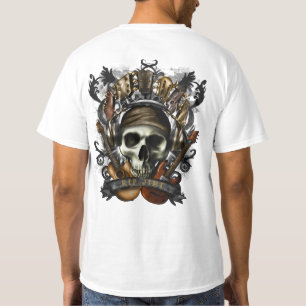 Customise Rock N Roll Guitars Skull Heavy Metal T- T-Shirt
