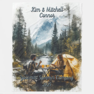 Customise Romantic Couple Mountain Stream Camping Fleece Blanket