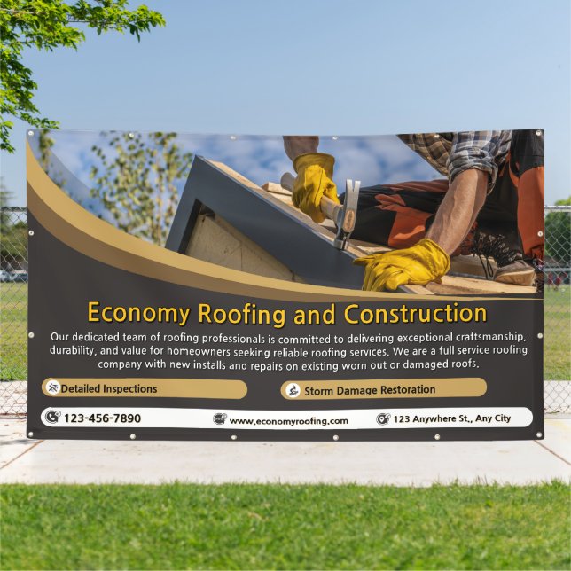 Customise Roofing Service Business Detailed 2  Banner (Outside)