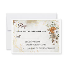 Customise Rustic Boho Fall floral RSVP Card 