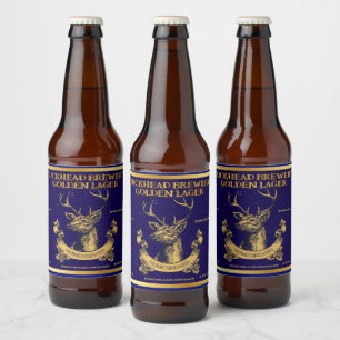Customise Rustic Deer Buck Head Home Brewed Detail Beer Bottle Label