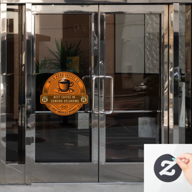 Customise Rustic Route 66 Coffee Shops Steaming Cu (Office Door)