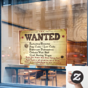 Customise Rustic Western Restaurant Help Wanted